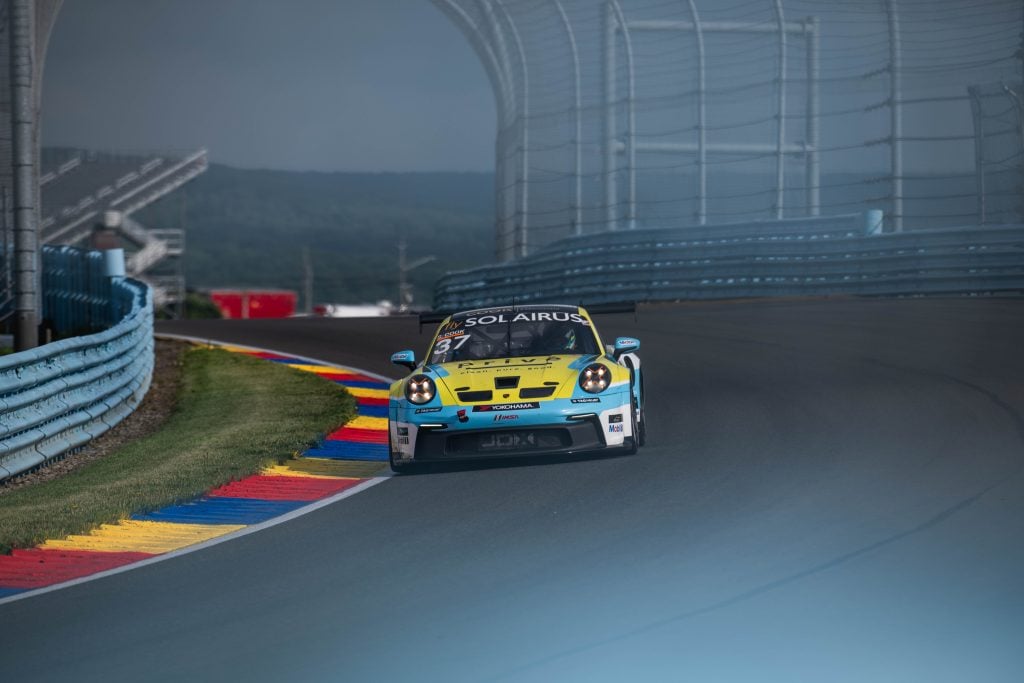 Sabre Cook racing at Watkins Glen in the Porsche Carrera Cup North America