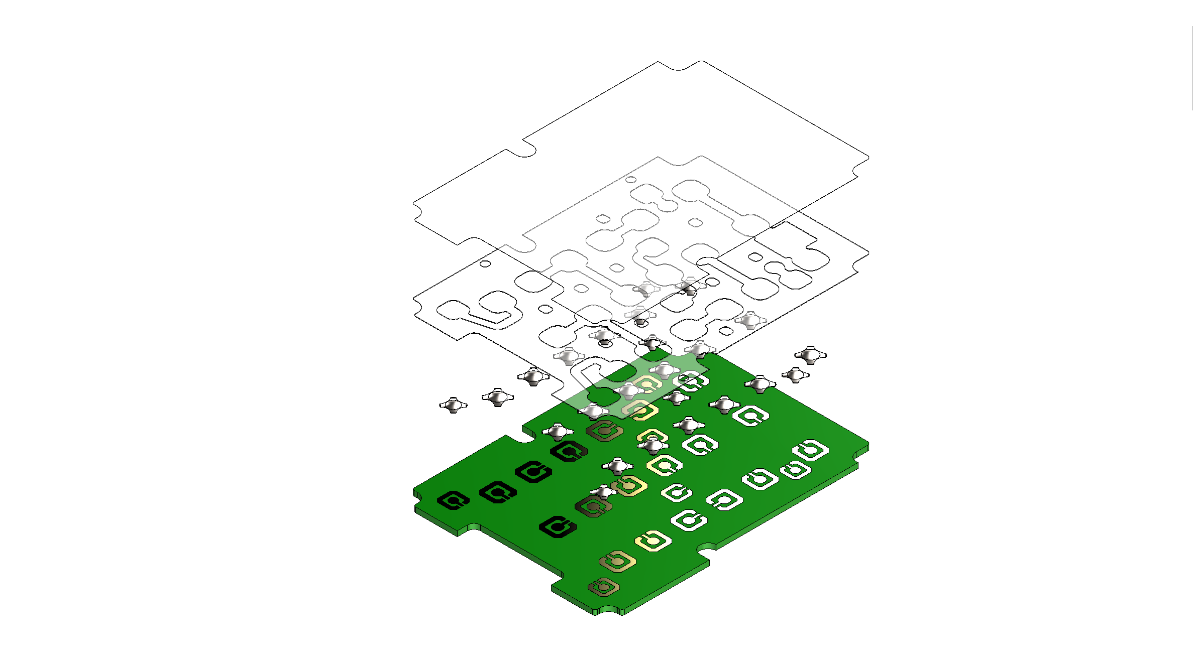 custom dome array exploded view on white background