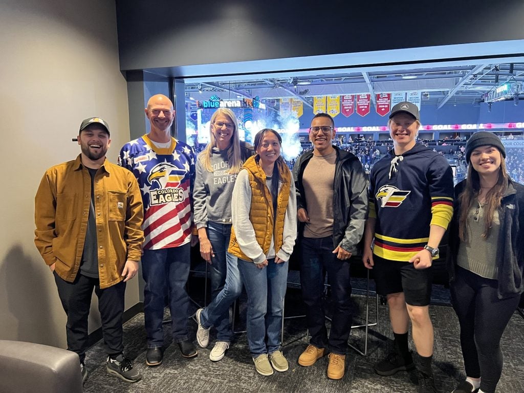 Snaptron's Sales Team gathers for a hockey game