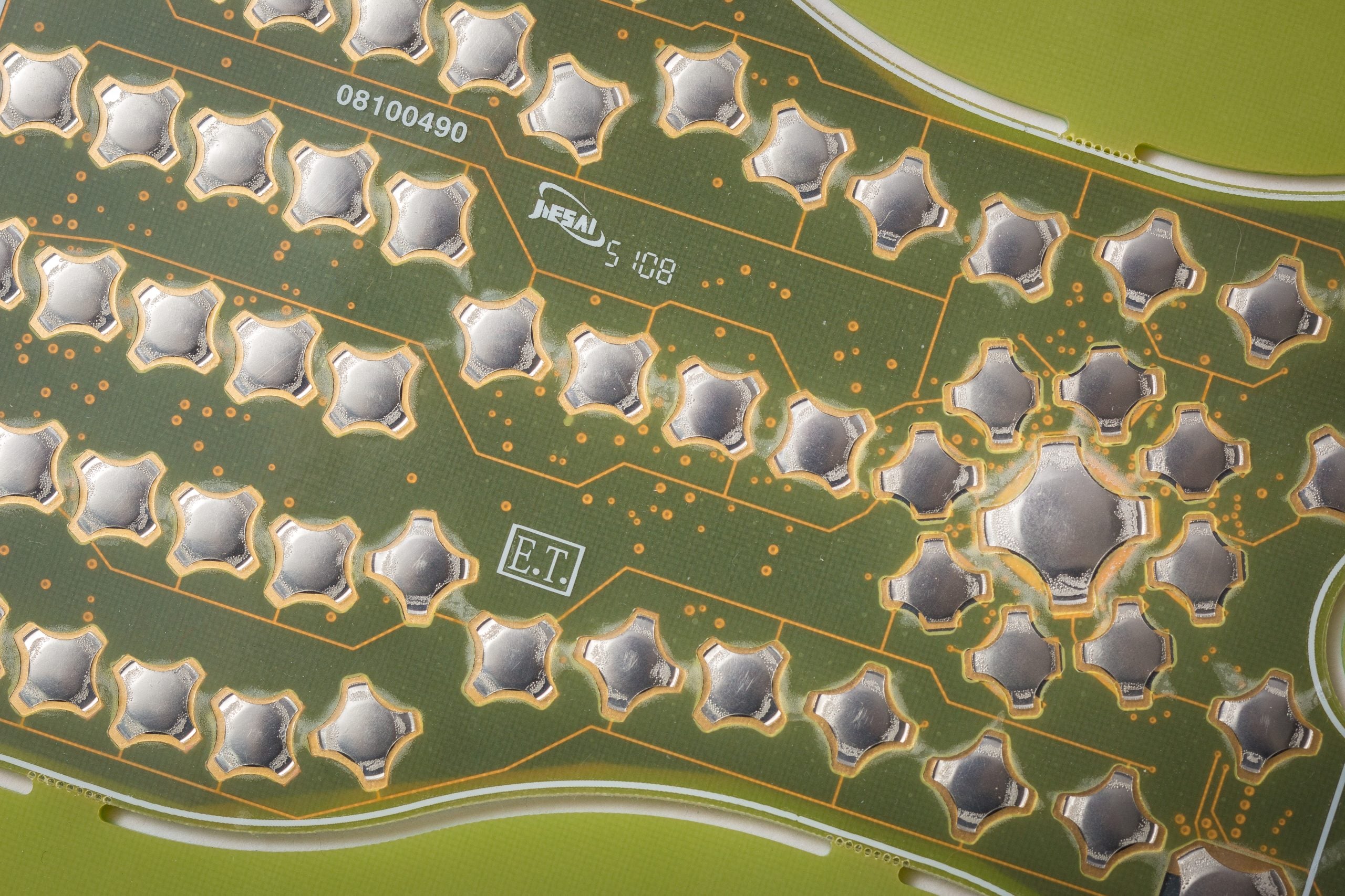 tactile metal dome switches by Snaptron are arranged on a PCB with pressure adhesive tape